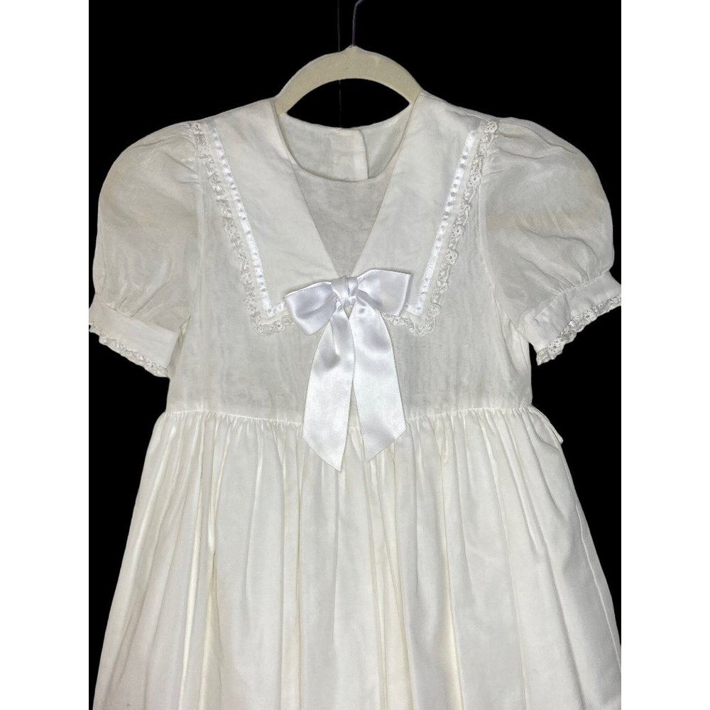 Vintage Laura Ashley Mother & Child 8 White Dress Lace Collar Bow Petticoat RARE - Picture 10 of 12